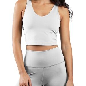 90 degree by reflex white crop workout tank top built in bra support